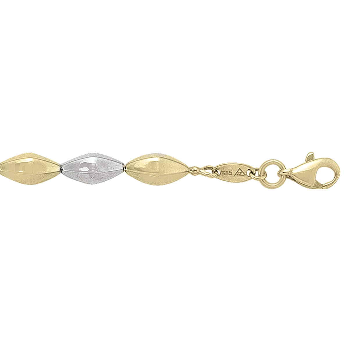 Two Tone Hollow Fancy - 14K - 14k - 7.25"