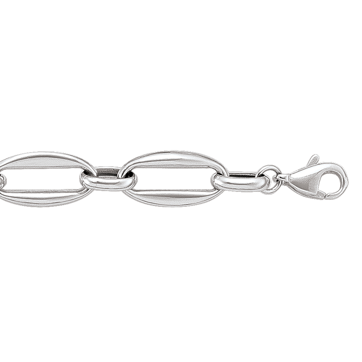 14K White Gold Hollow Fancy Link Bracelet