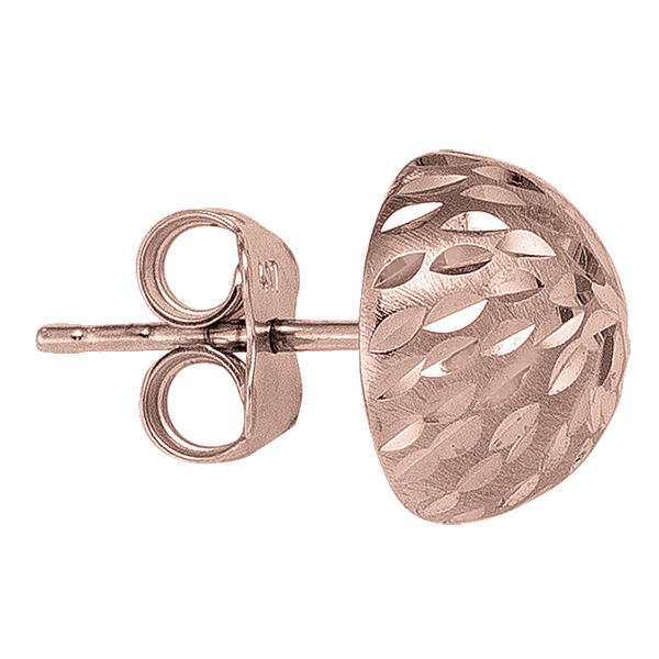 Pink Gold Half Ball Diamond Cut Stud Earring