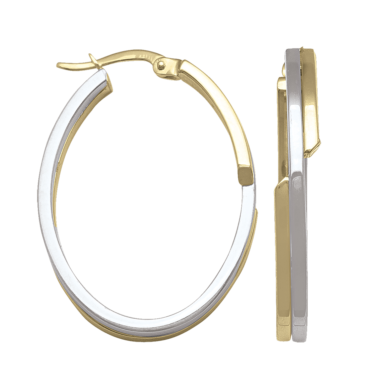 Two Tone Oval Fancy Hoop Earring
