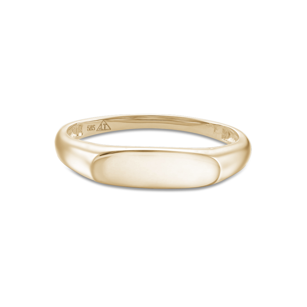 Ta200 14K Yellow Gold Slim Oval Signet Ring