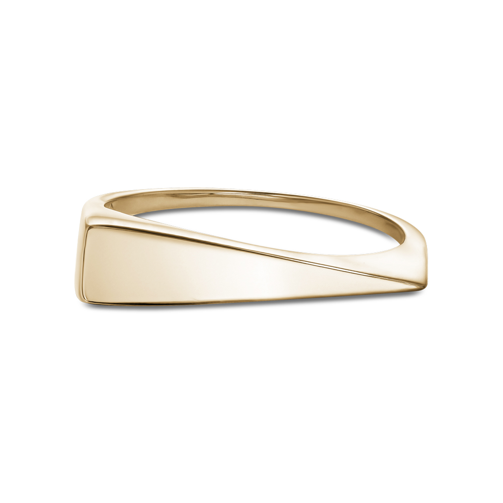 Ta201 14K Yellow Gold Oblique Slim Signet Ring