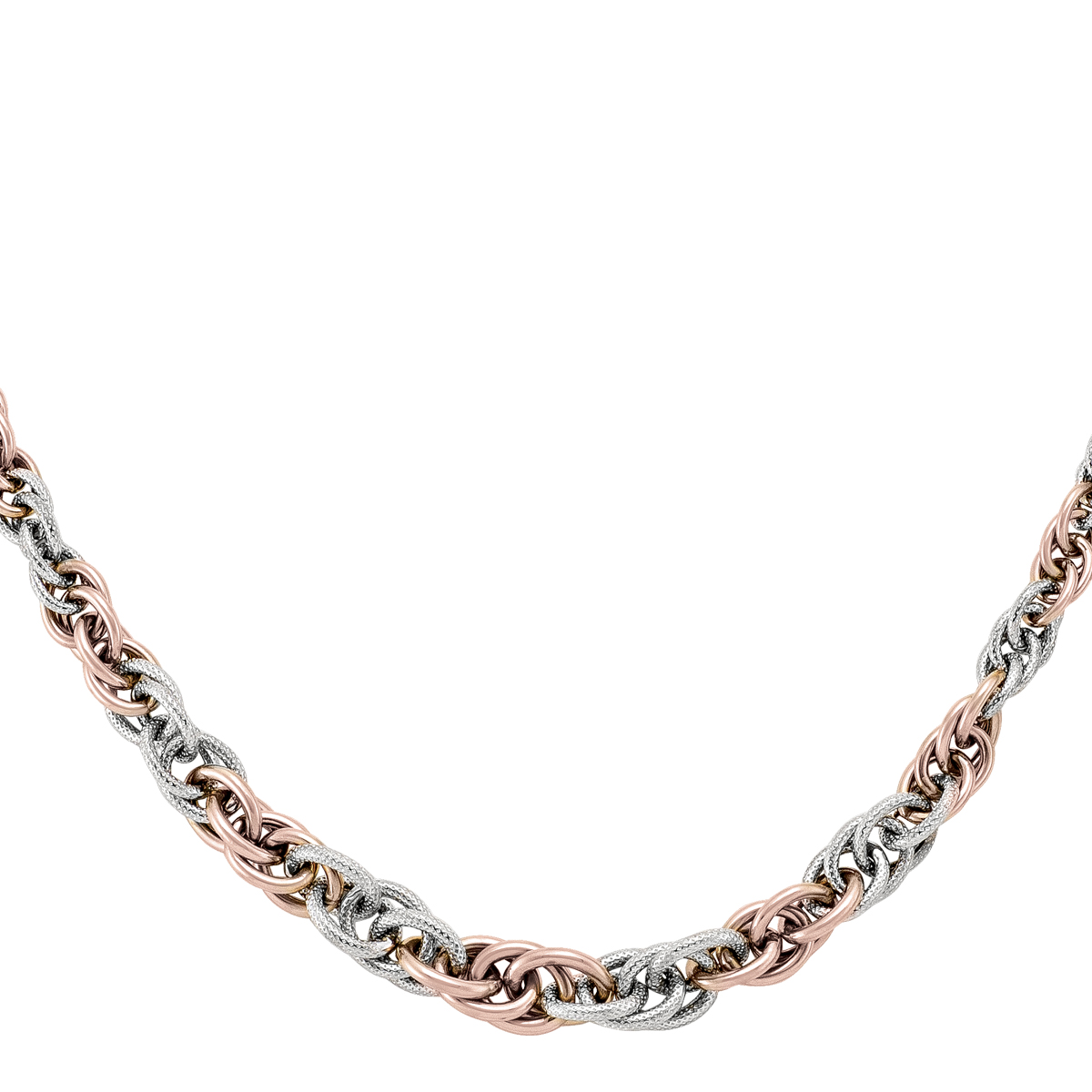 Pink And White Gold Fancy Hollow Necklace