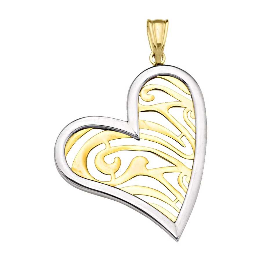 Two Tone Fancy Heart Shape Pendant