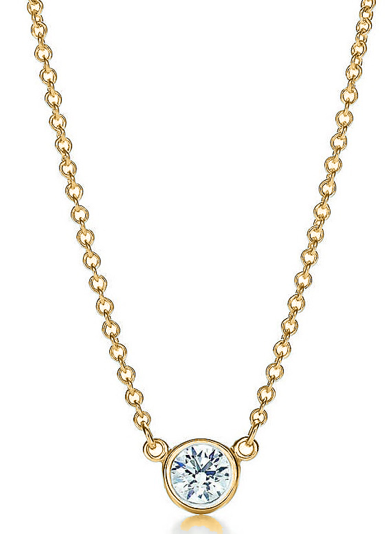 Yellow Gold Single Bezel Diamond Pendant 18" - YG - 0.10 CTW