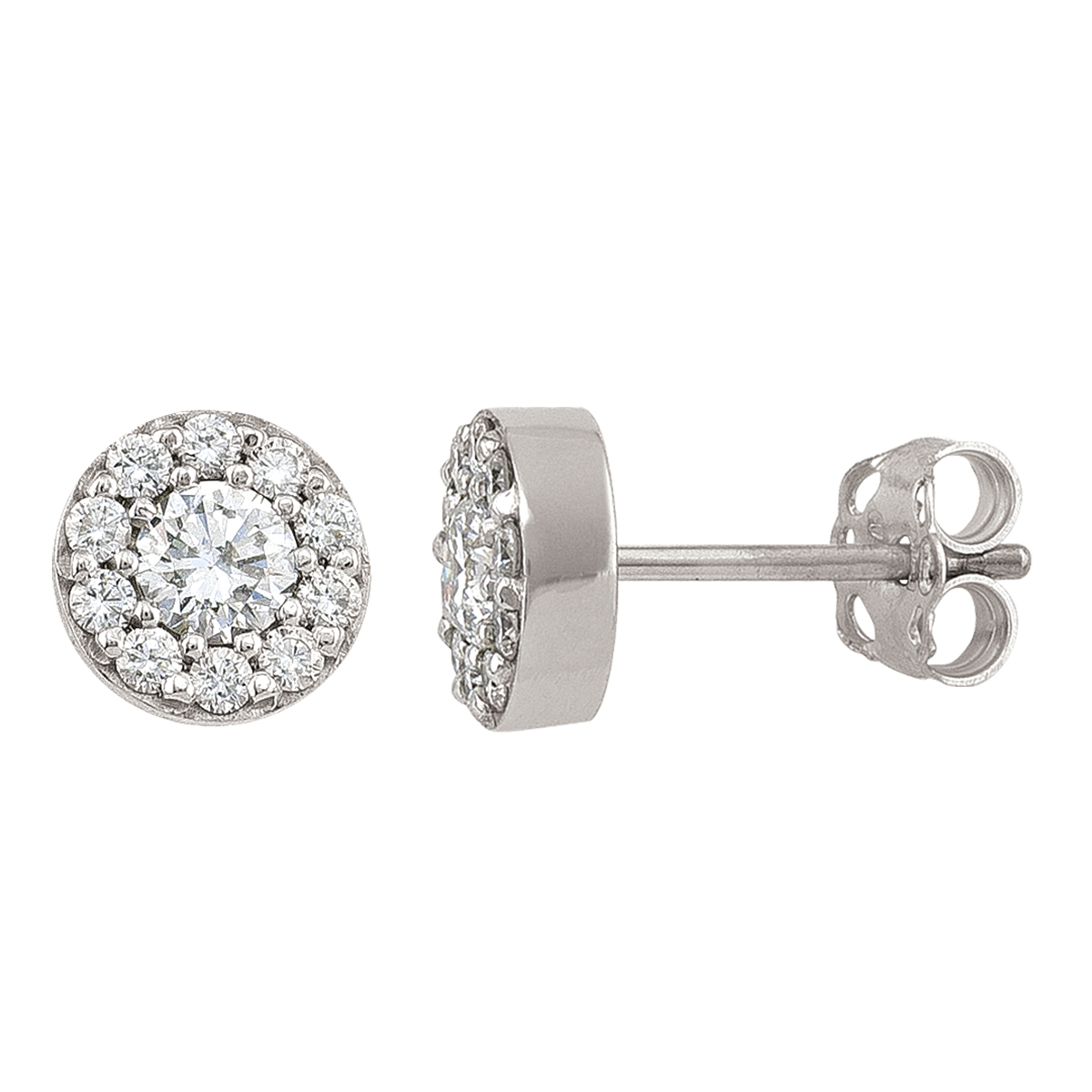 White Gold Diamond Halo Earring (1.00Ctw).