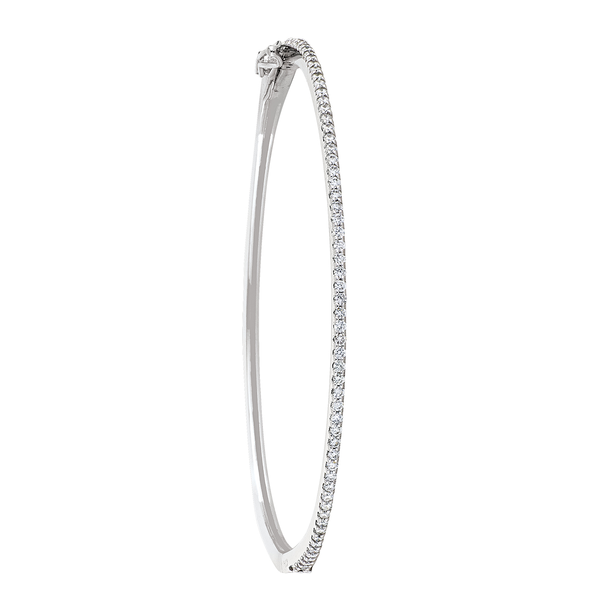 1 Row Hinged Diamond White Gold Bangle. 14K Gold. Si/Gh Diamonds