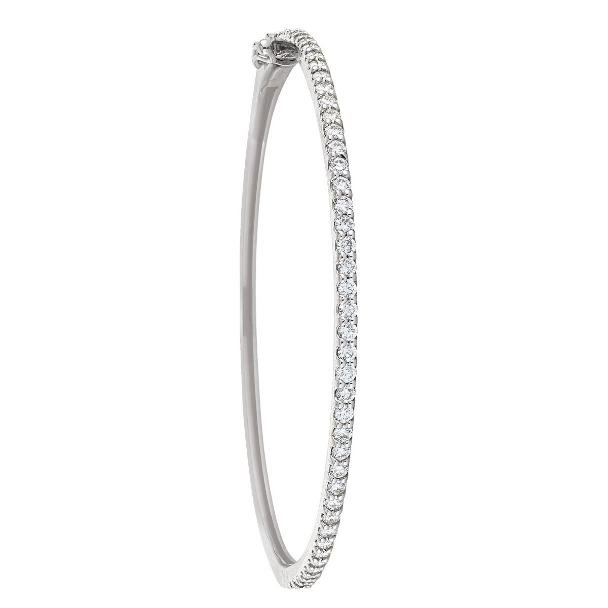 1 Row Hinged Diamond White Gold Bangle 14K Gold. Si/Gh Diamonds