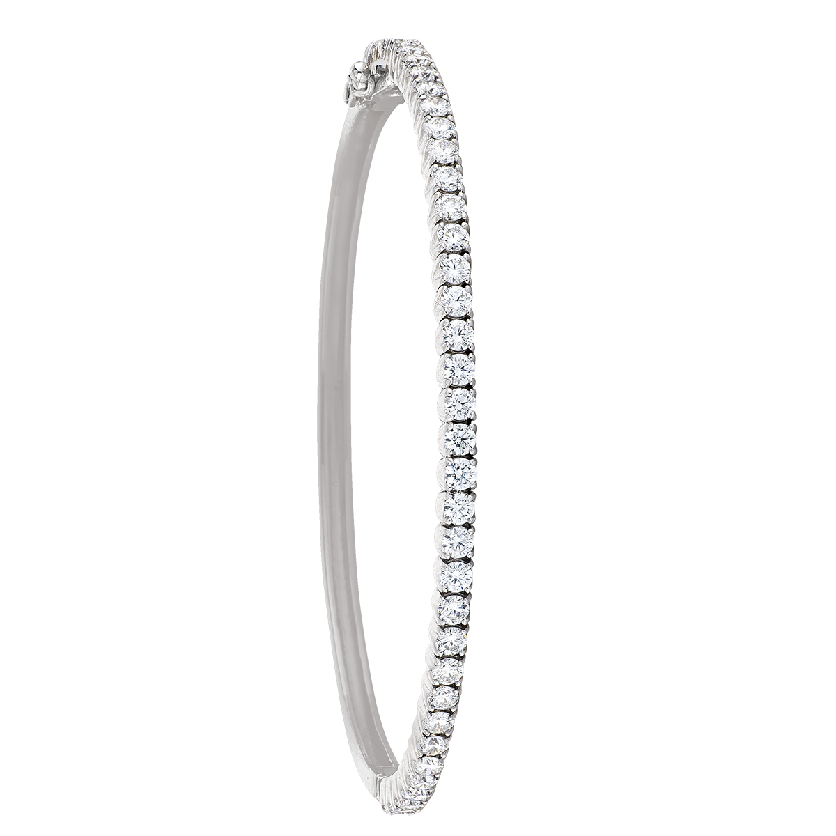 1 Row Hinged Diamond White Gold Bangle 14K Gold. Si/Gh Diamonds