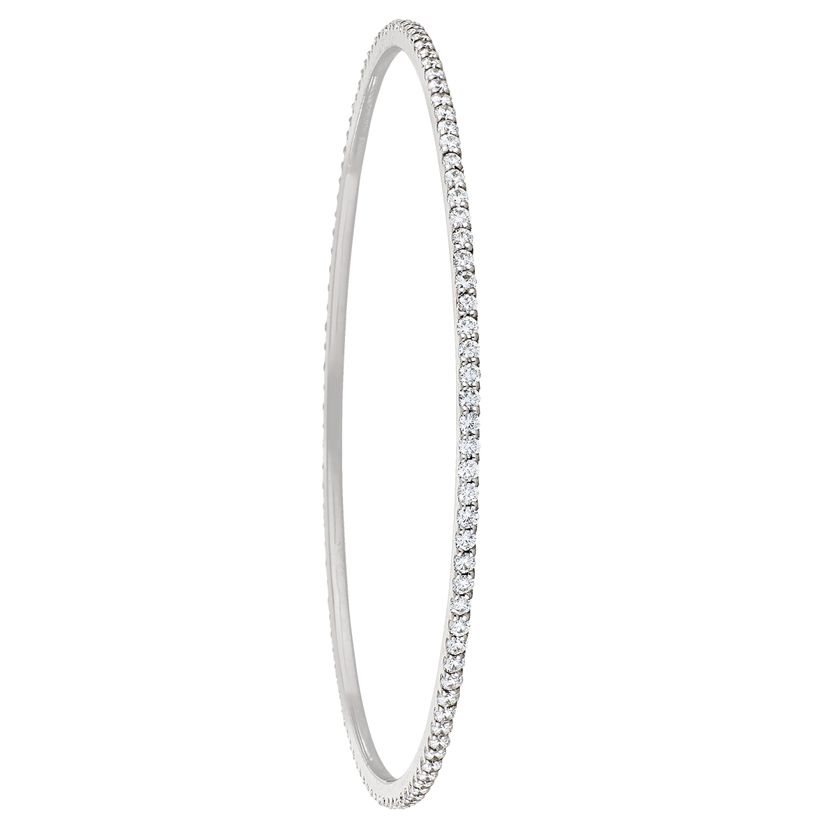 1 Row Slip On Full Eternity Diamond White Gold Bangle 14K Gold. Si/Gh Diamonds