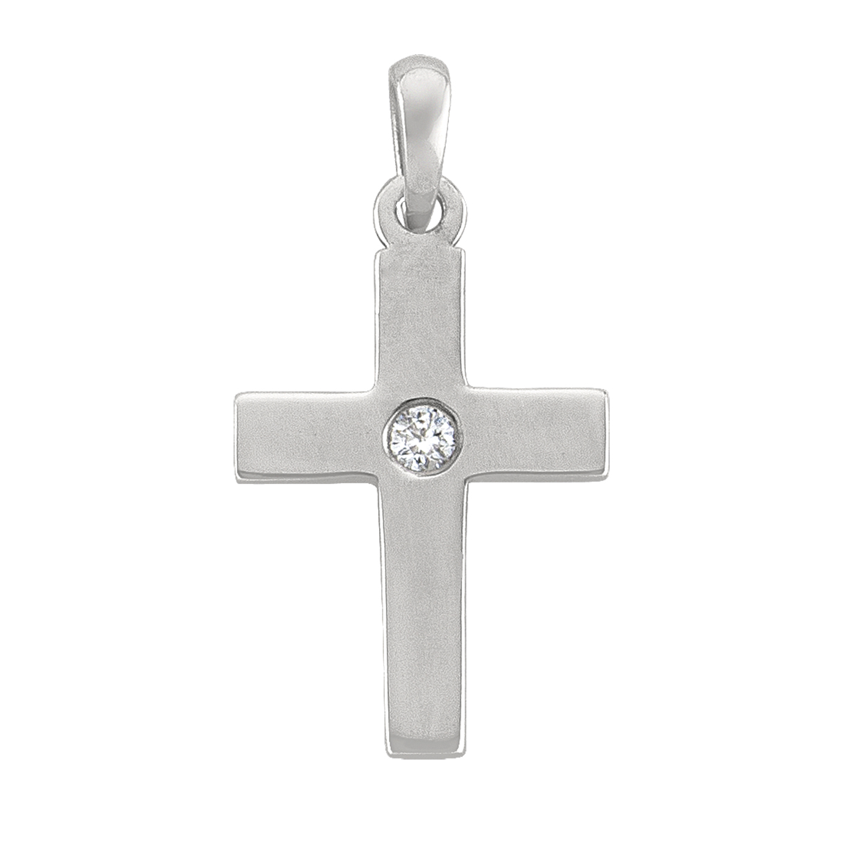 18K White Gold Diamond Cross.