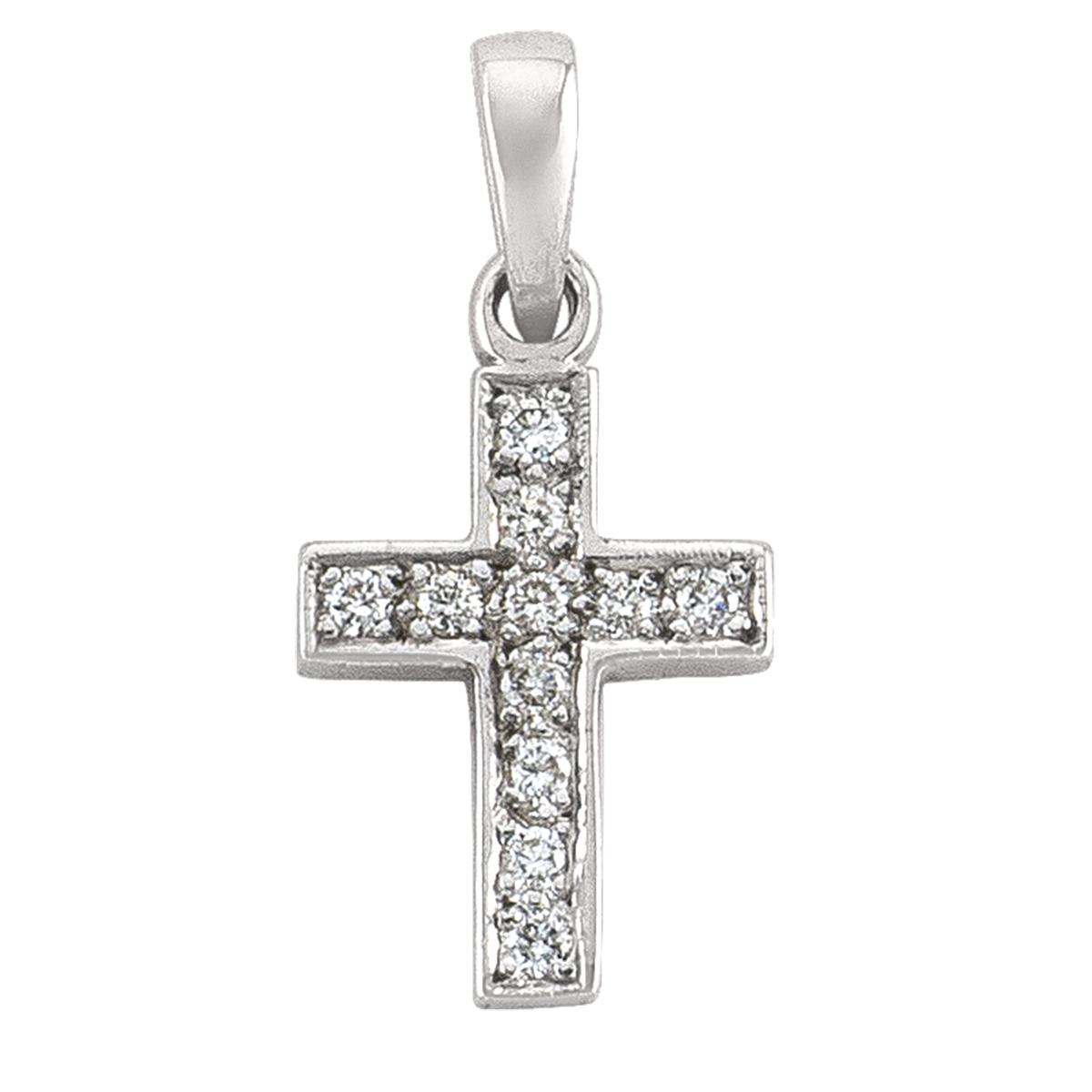 18K White Gold Diamond Cross.
