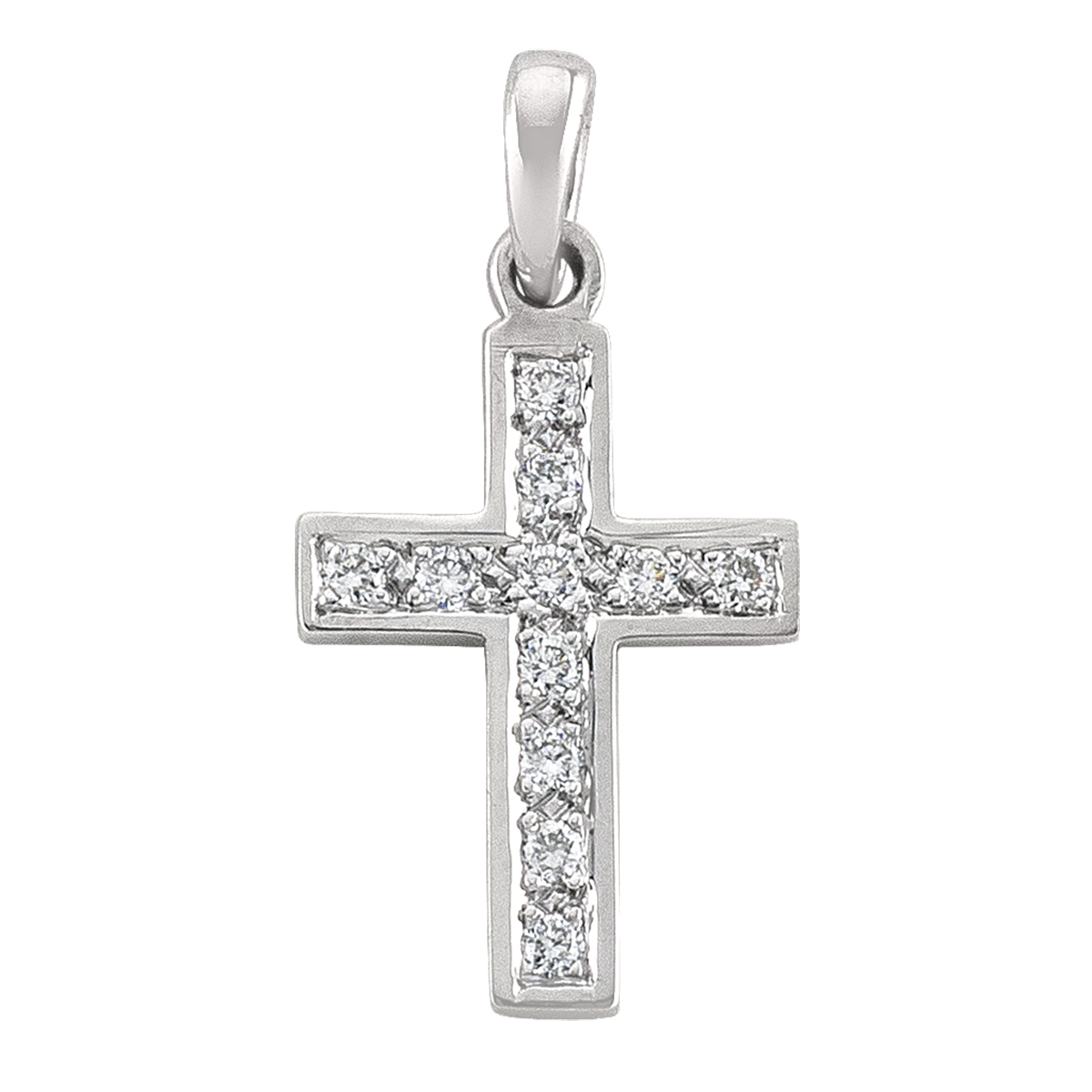 18K White Gold Diamond Cross.