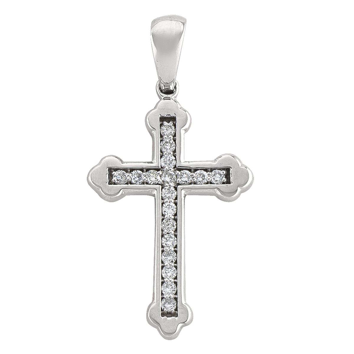 18K White Gold Diamond Cross.