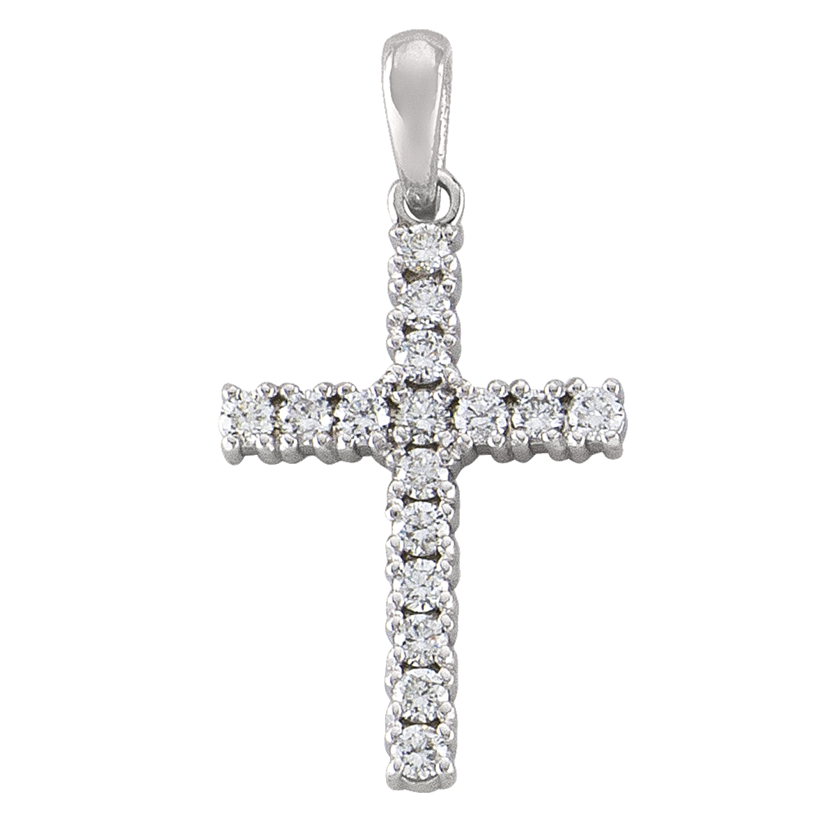 18K White Gold Diamond Cross.