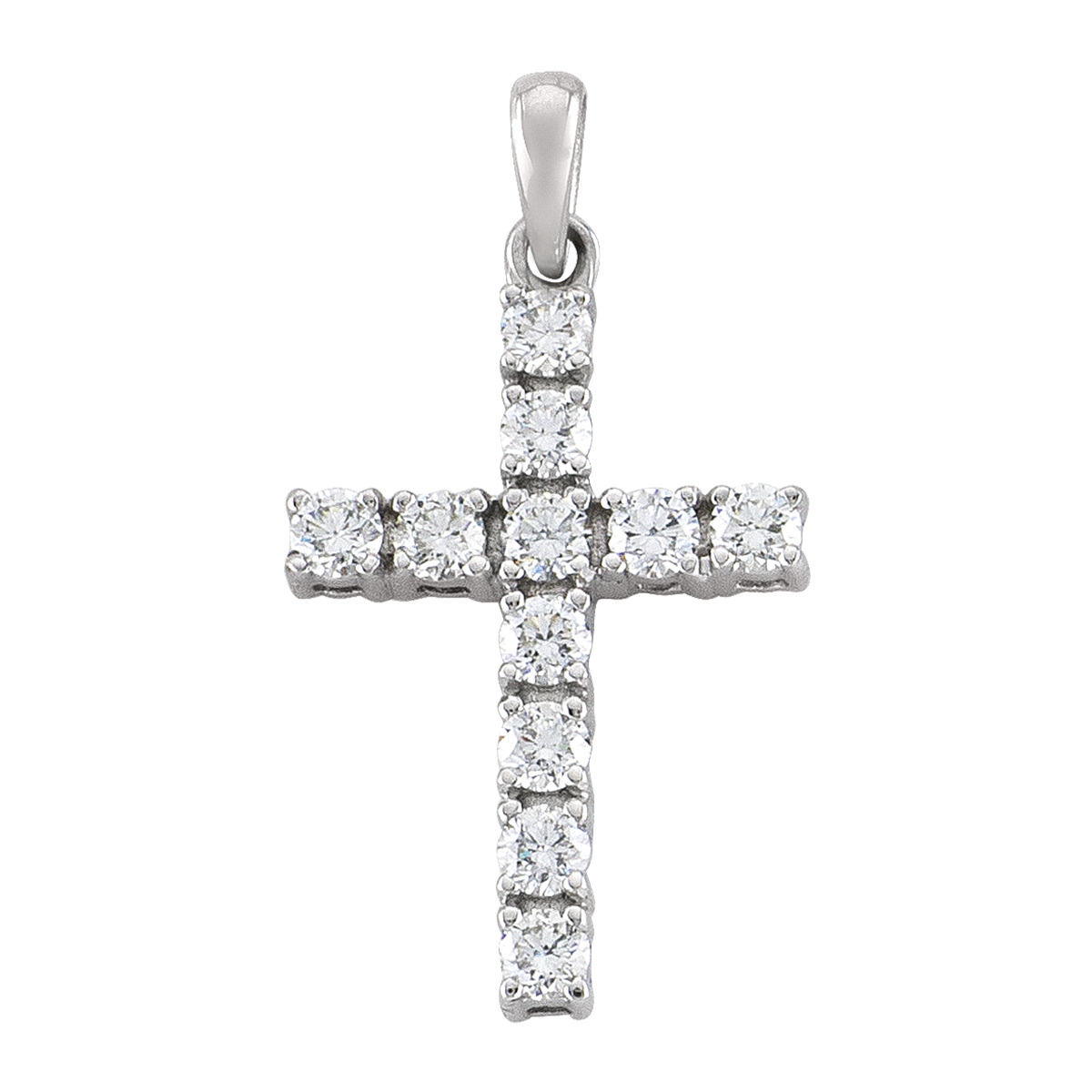 18K White Gold Diamond Cross.