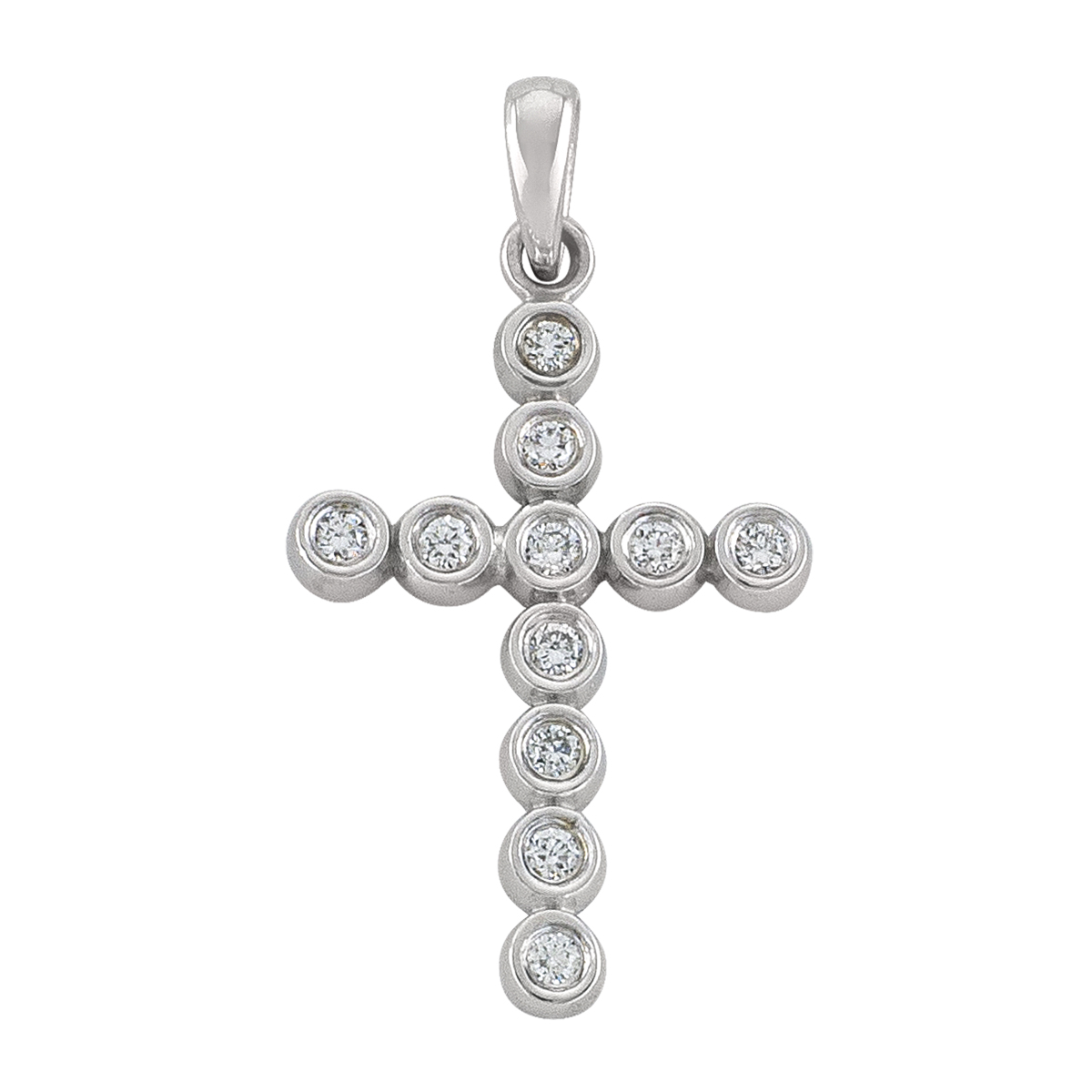 18K White Gold Diamond Cross.