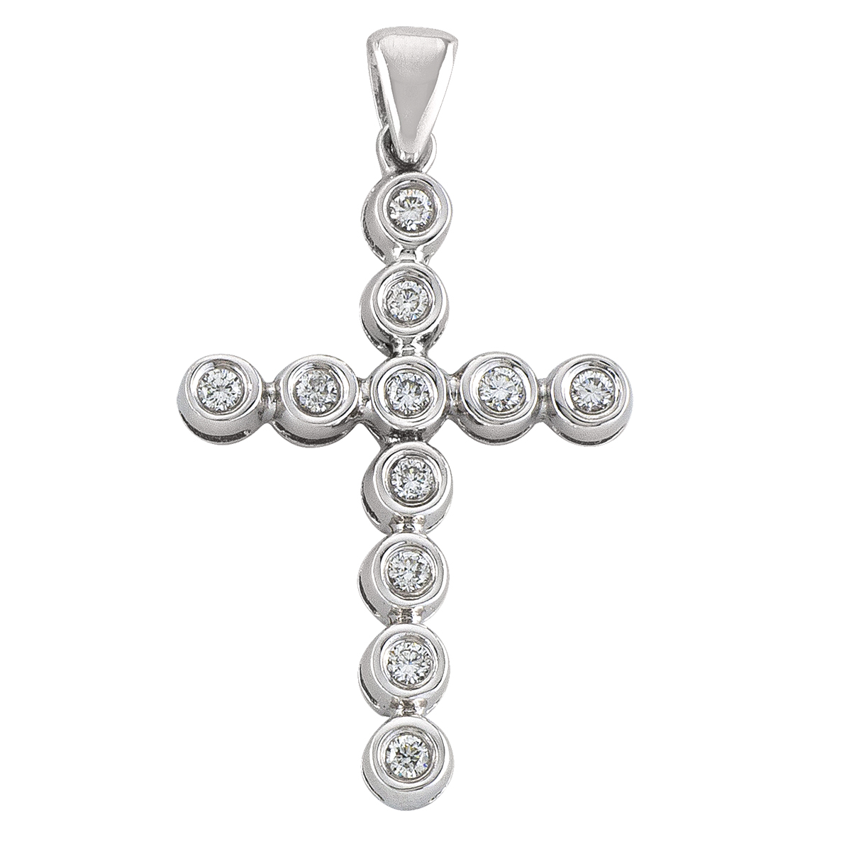 18K White Gold Diamond Cross.
