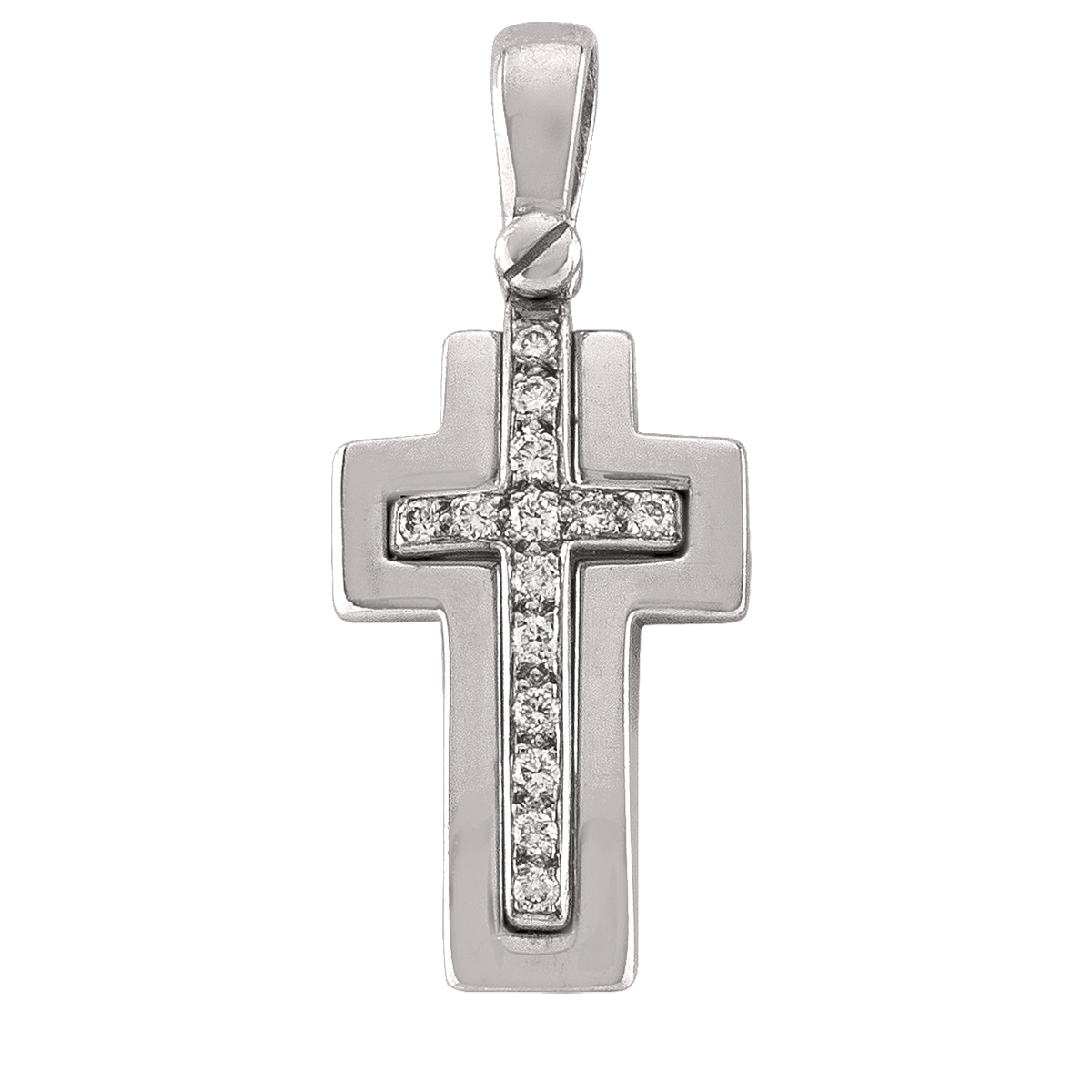 18K White Gold Diamond Cross.