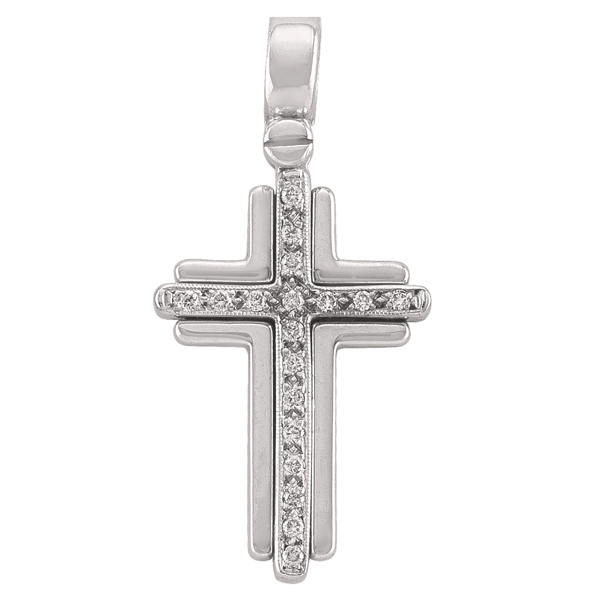 18K White Gold Diamond Cross.