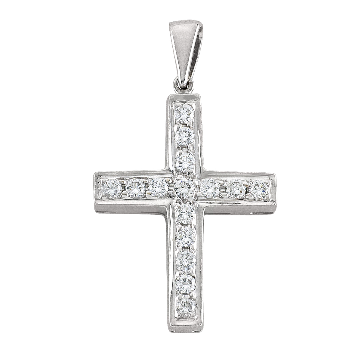 18K White Gold Diamond Cross.