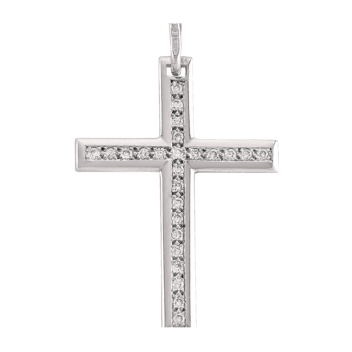 18K White Gold Diamond Cross.