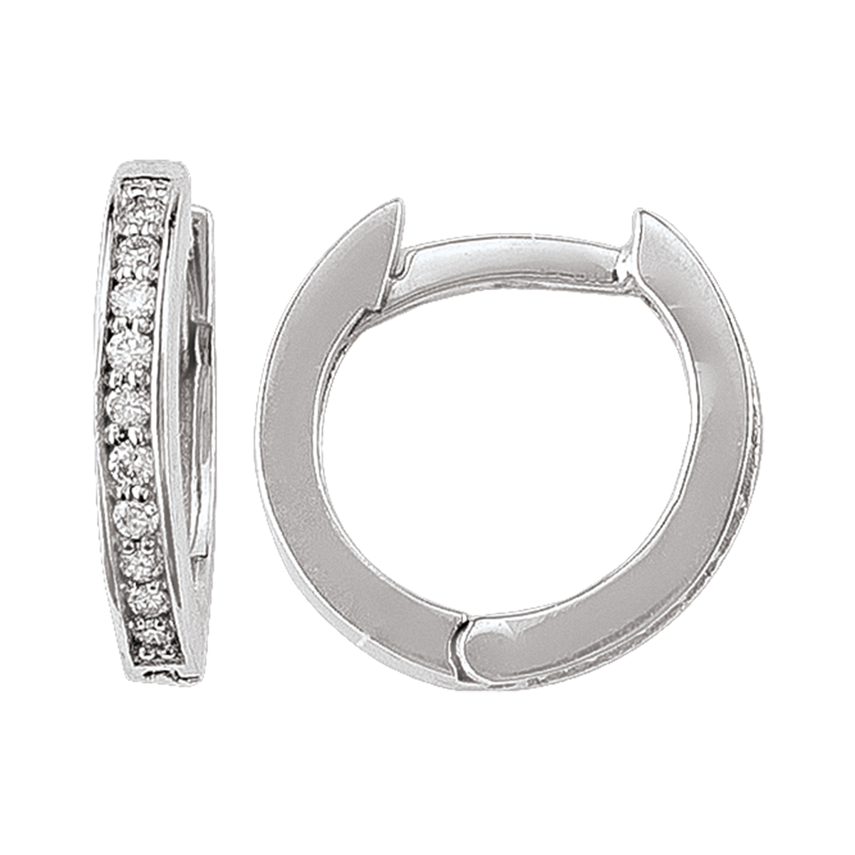 14K Diamond Round Huggie Hoops (11Mm).