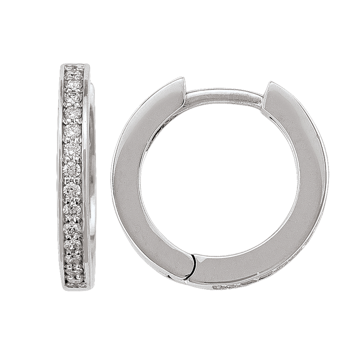 14K Diamond Round Huggie Hoops (17Mm).