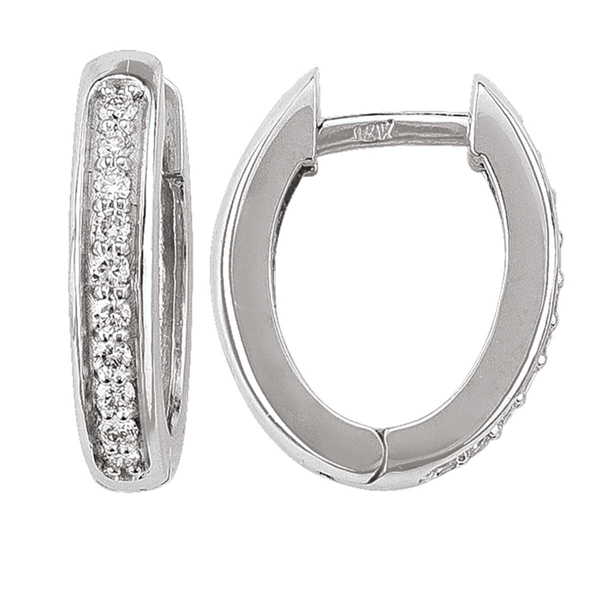 Diamond Oval Huggie Earring (15Mm X 12Mm).