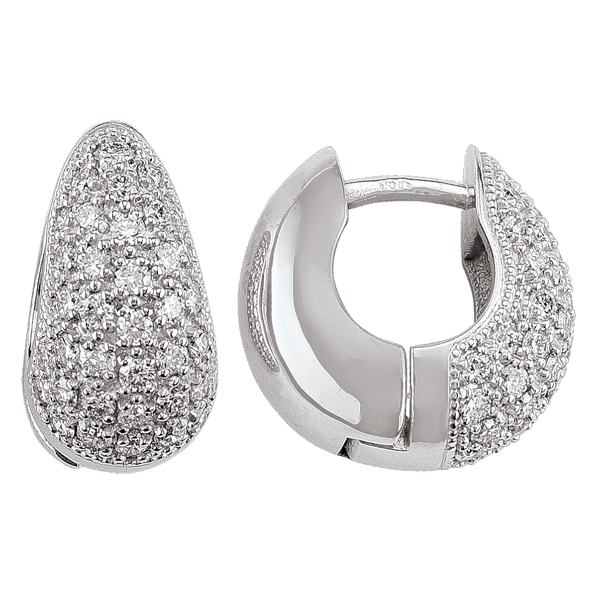 14K Diamond Tapering Round Huggie Earring (15Mm X 15Mm).