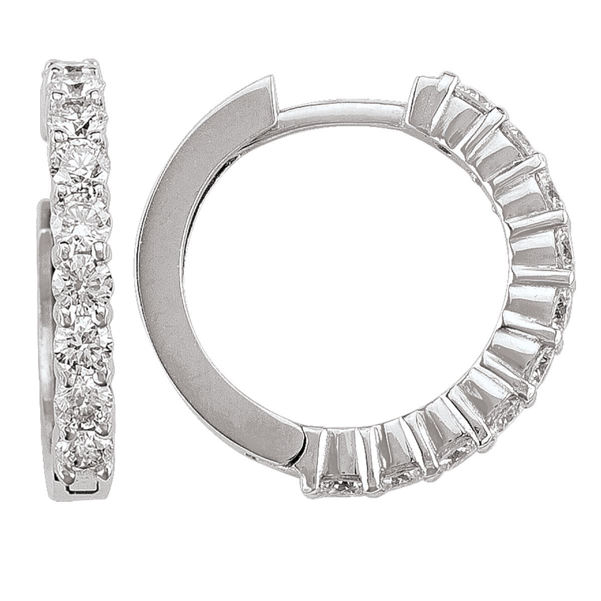 14K Diamound Round Huggie Earring (18Mm).