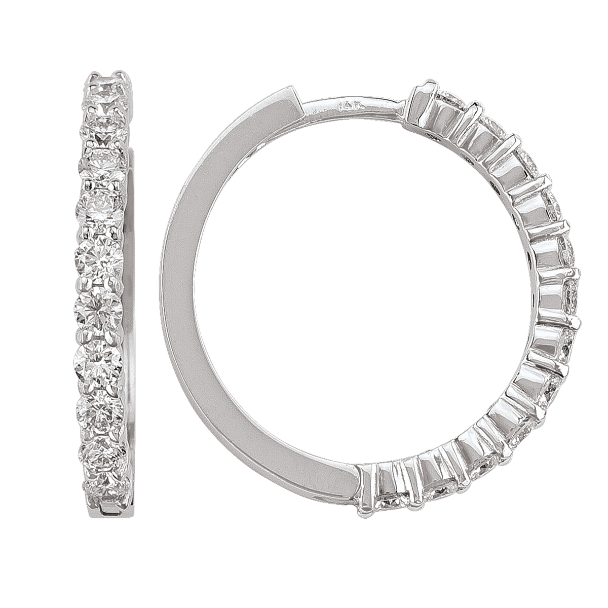 14K Diamound Round Huggie Earring (23Mm).