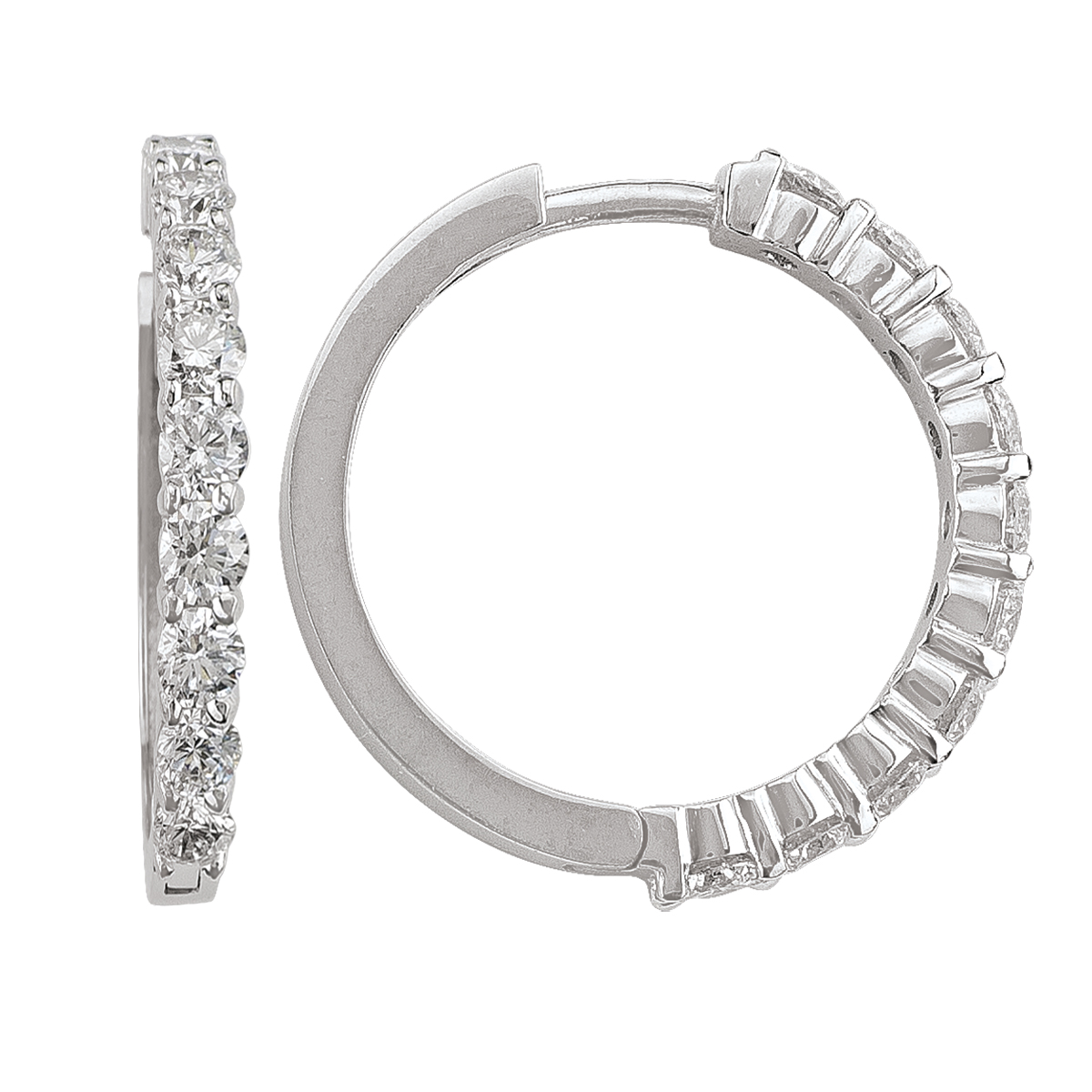 14K Diamond Round Huggie Earrings (23Mm).