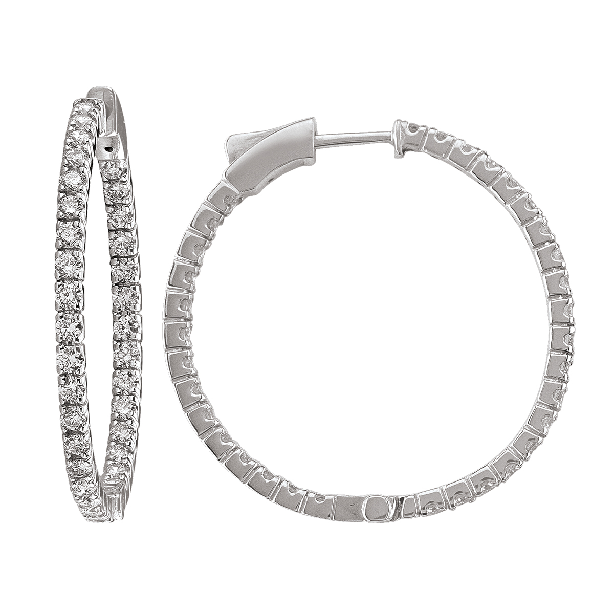 Tec-De-19 -14K Diamond Inside-Outside Round Hoop Earring (32Mm).