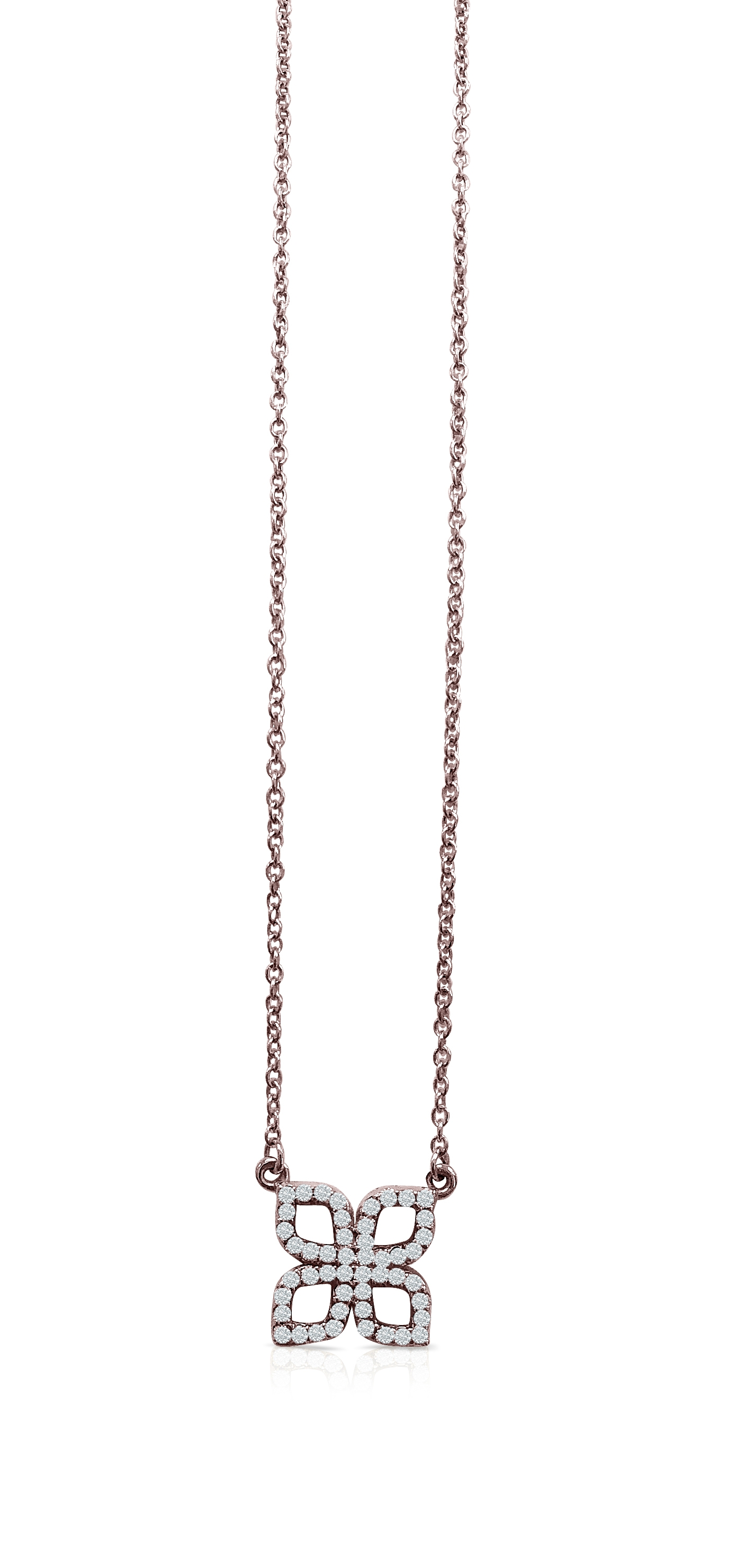 Tec-Dnk-23-P Diamond Floral Necklace