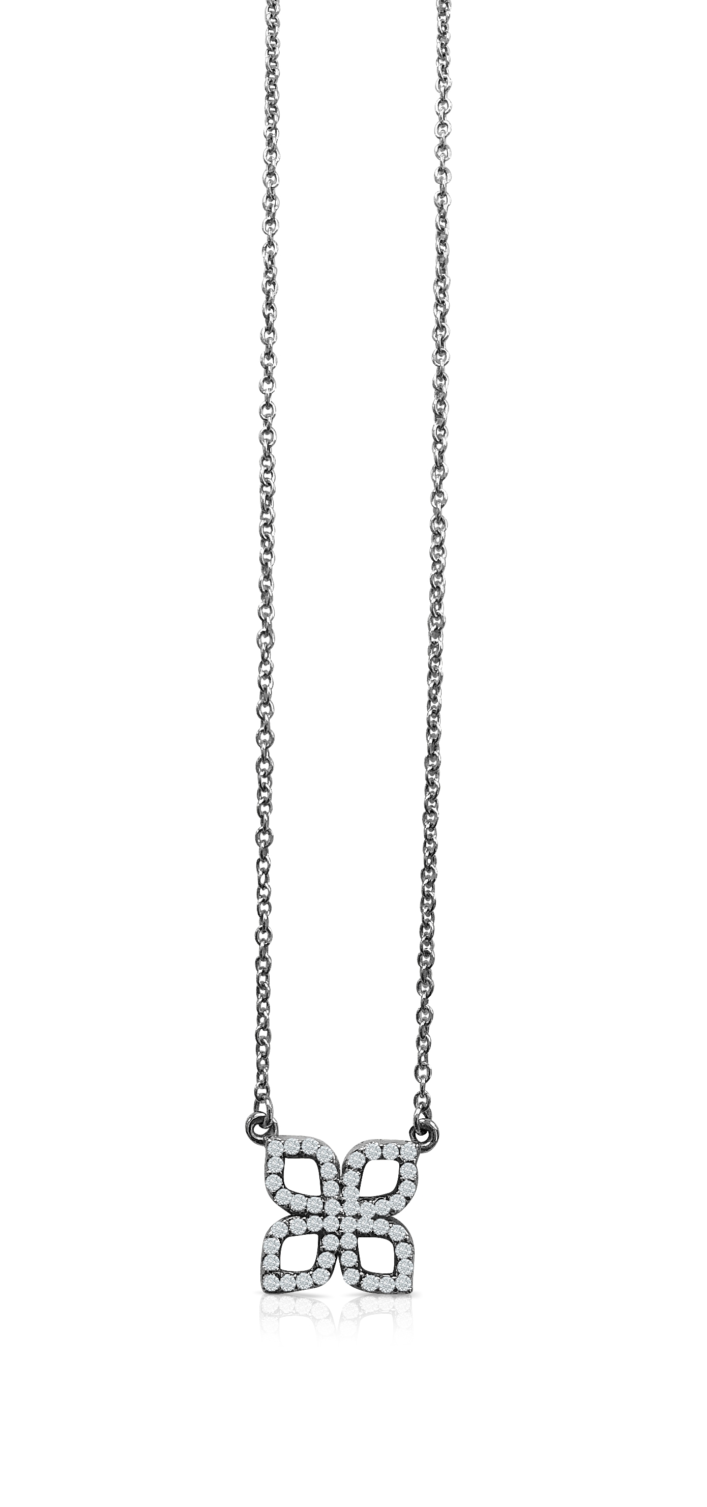 Tec-Dnk-23-W Diamond Floral Necklace
