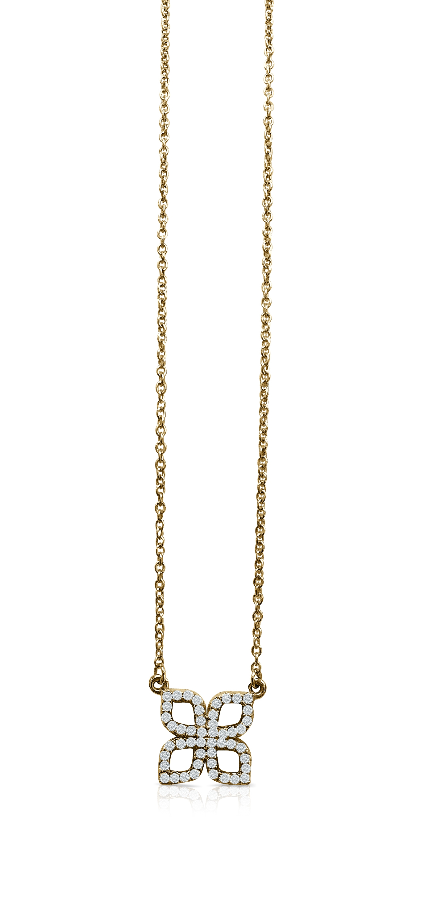 Tec-Dnk-23-Y Diamond Floral Necklace