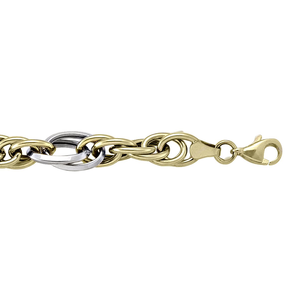 Two Tone Hollow Fancy Link - 10K - 10k - 7.25"