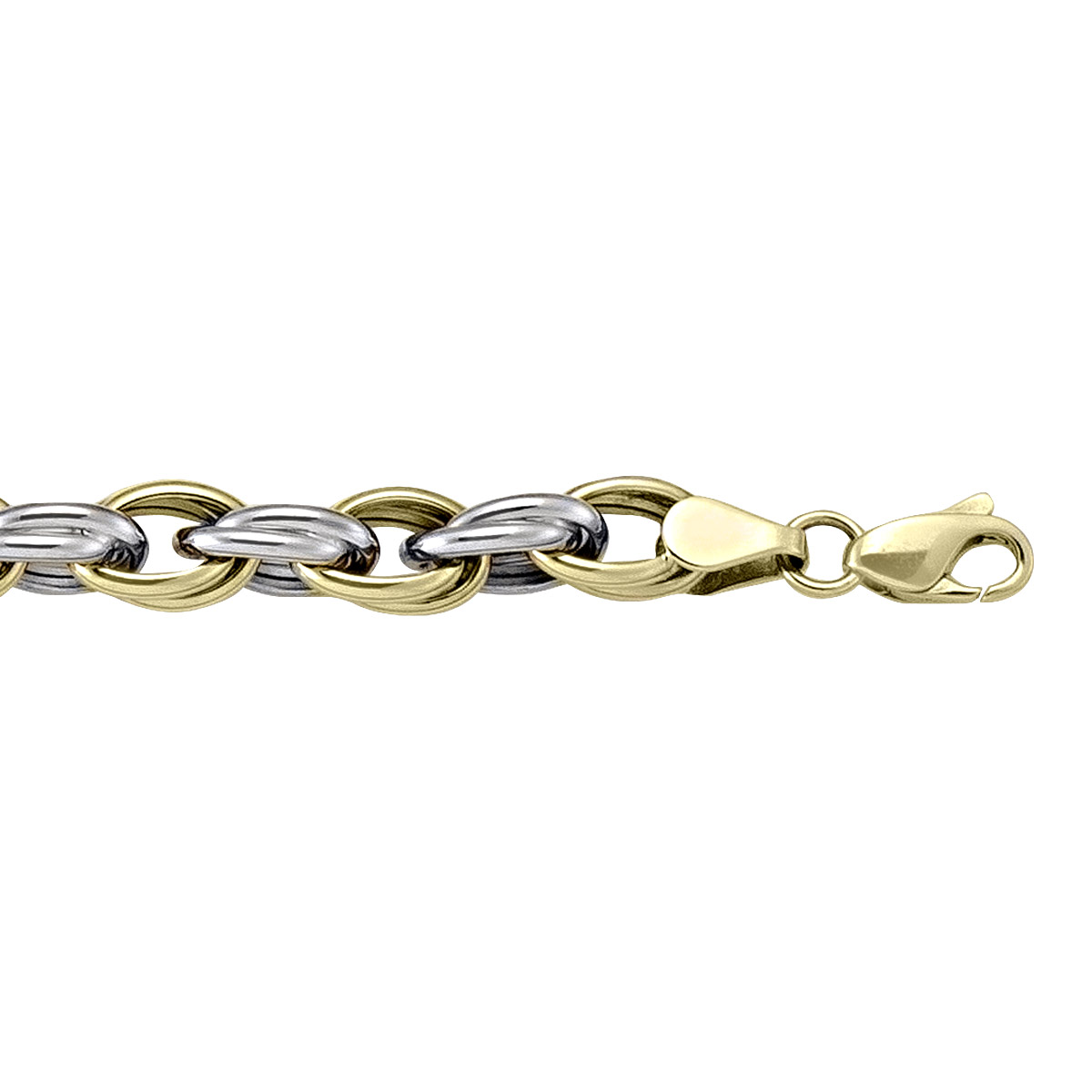 Two Tone Hollow Fancy Link - 10K