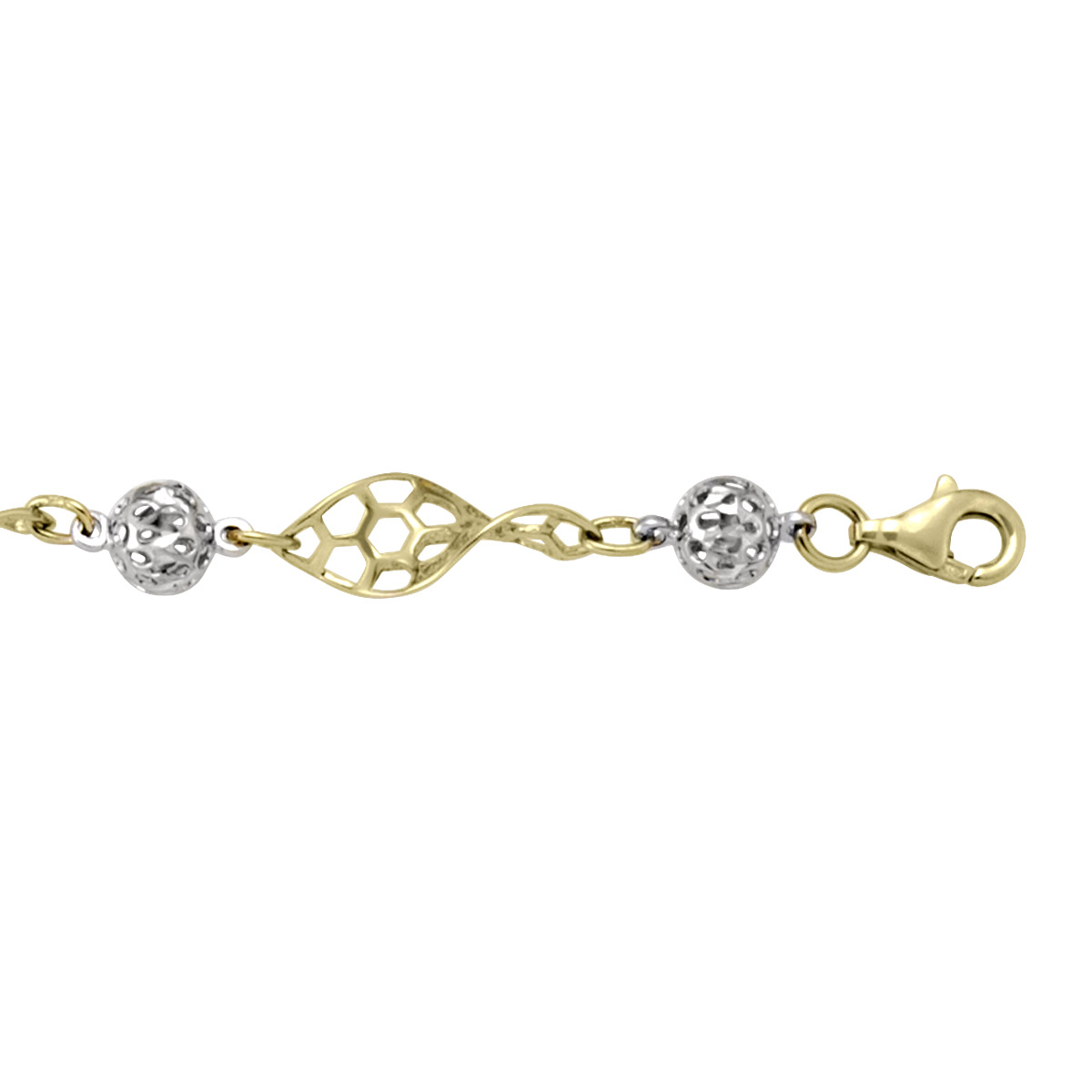 Two Tone Hollow Fancy Link - 10K - 10k - 7.5"