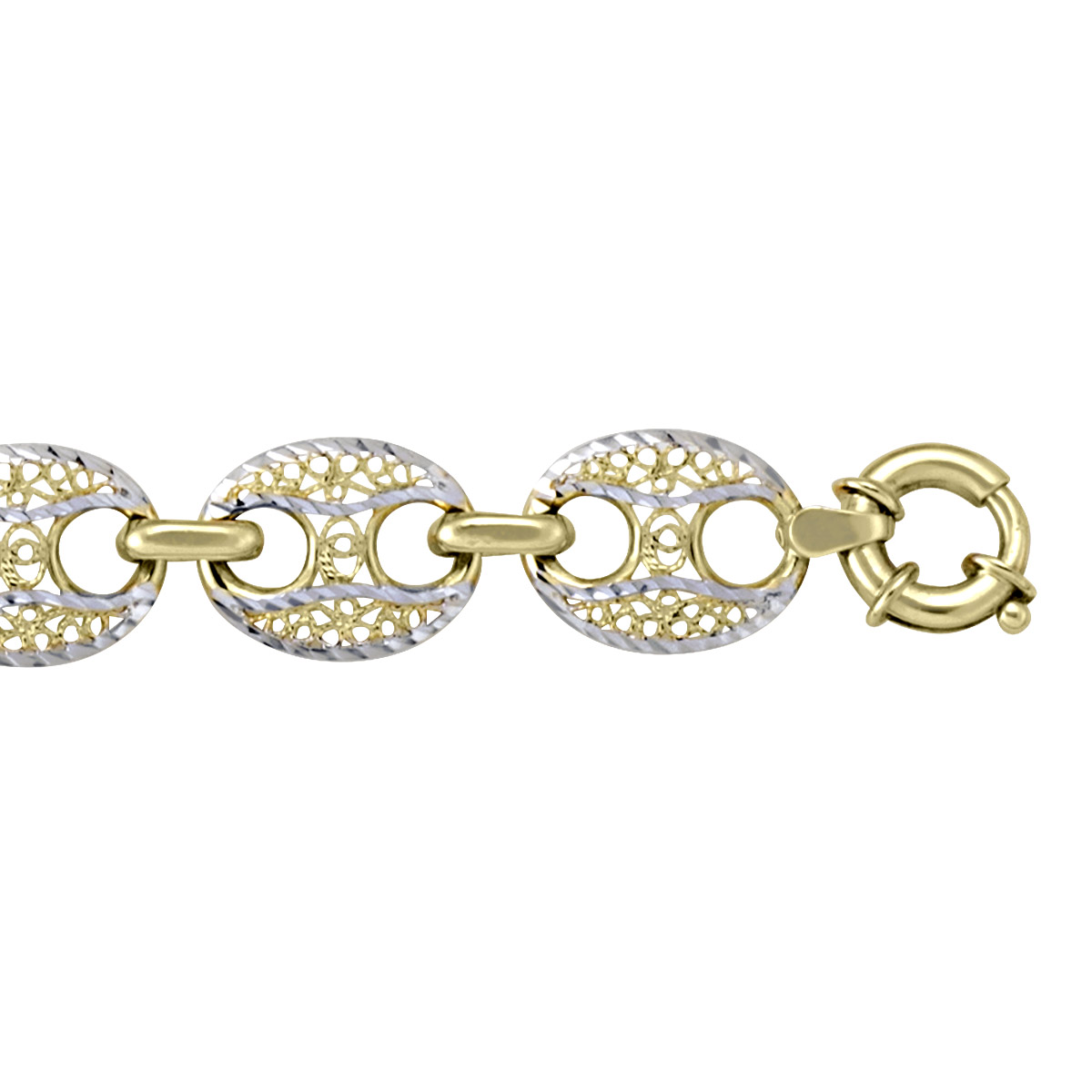 Two Tone Fancy Link Bracelet