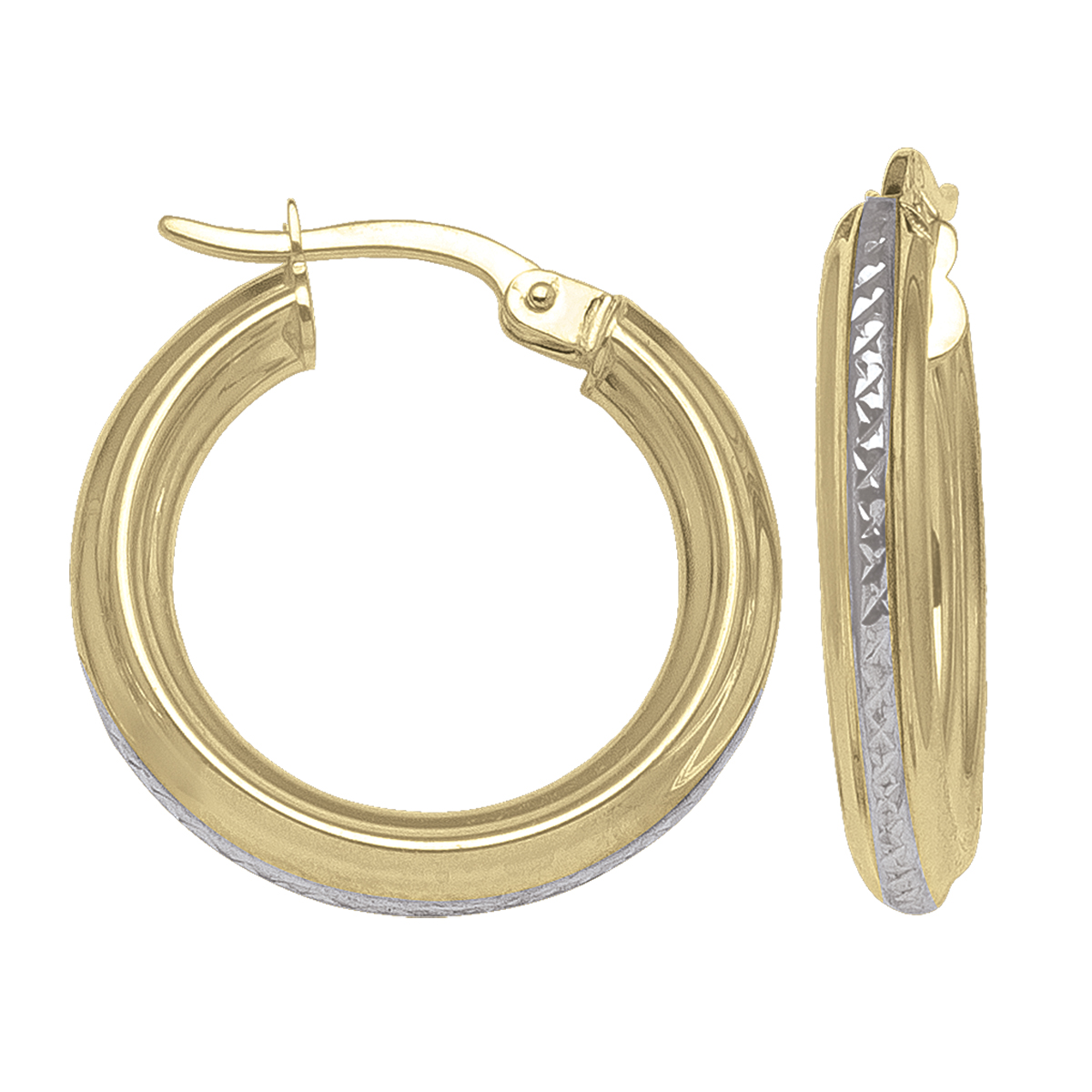 Two Tone Patterned Hoop Earring