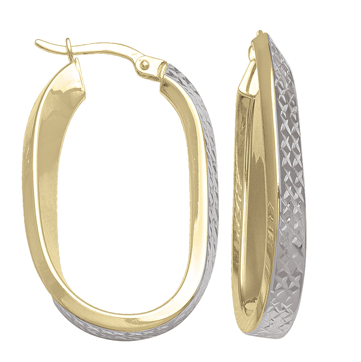 Two Tone Oval Fancy Hoop Earring