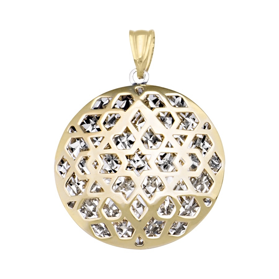 Teca234 Two Tone Diamond Cut Disc Pendant