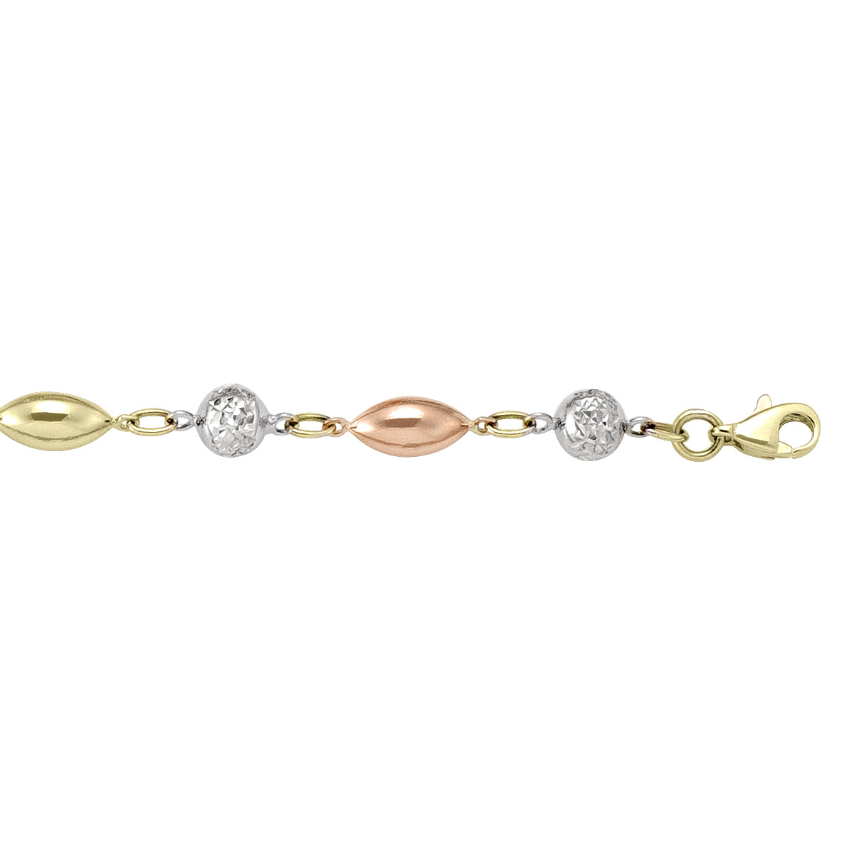 Tri Colour Fancy Hollow Link - 10K - 10k - 7.5"
