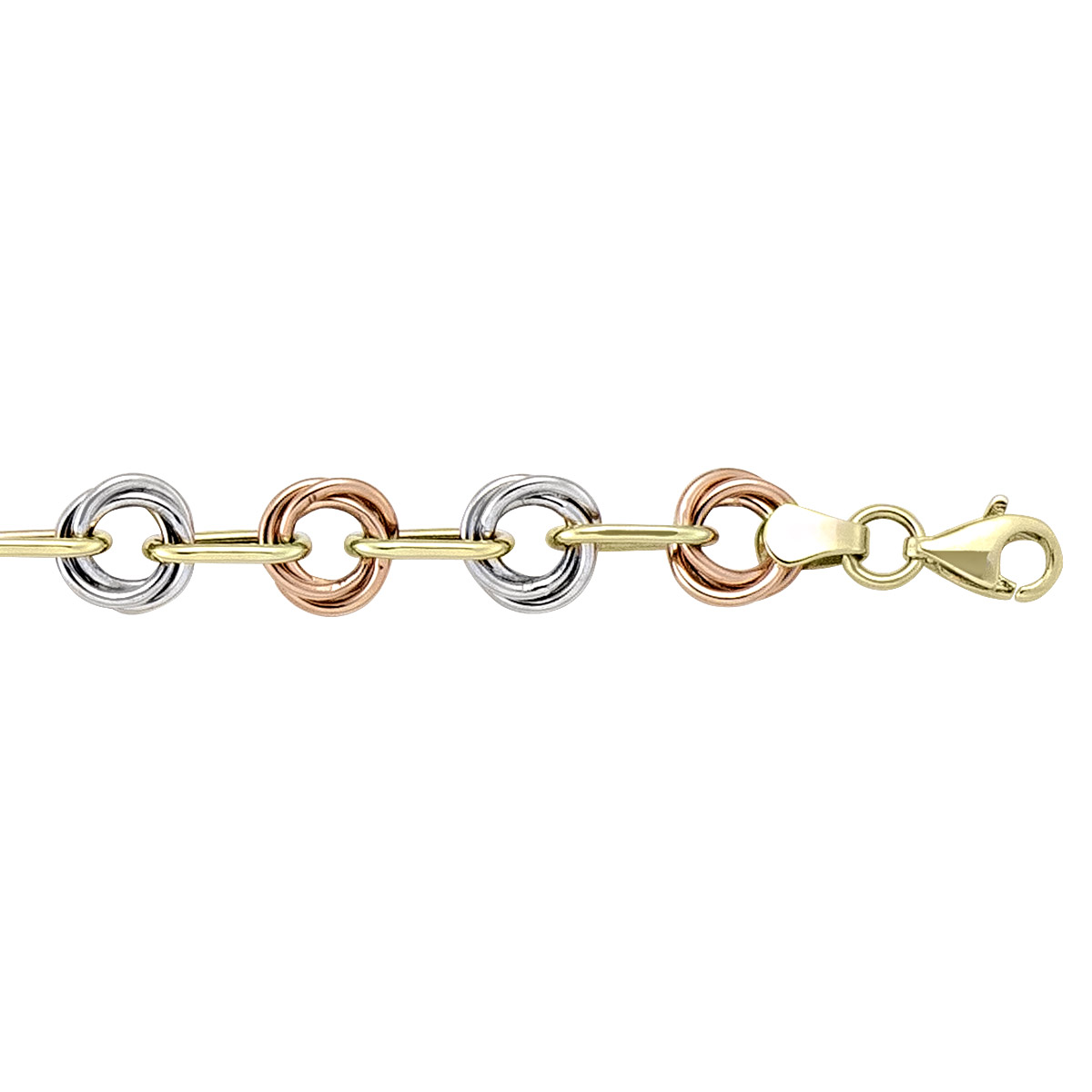 Tri Colour Love Knot Fancy Hollow Link Bracelet