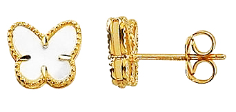 Teca283-Yg Mother Of Pearl Butterfly Earring