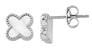 Teca284-Wg Mother Of Pearl Clover Earring