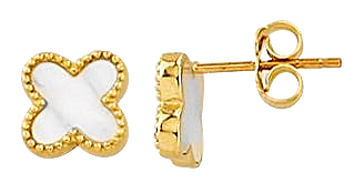 Teca284-Yg Mother Of Pearl Clover Earring