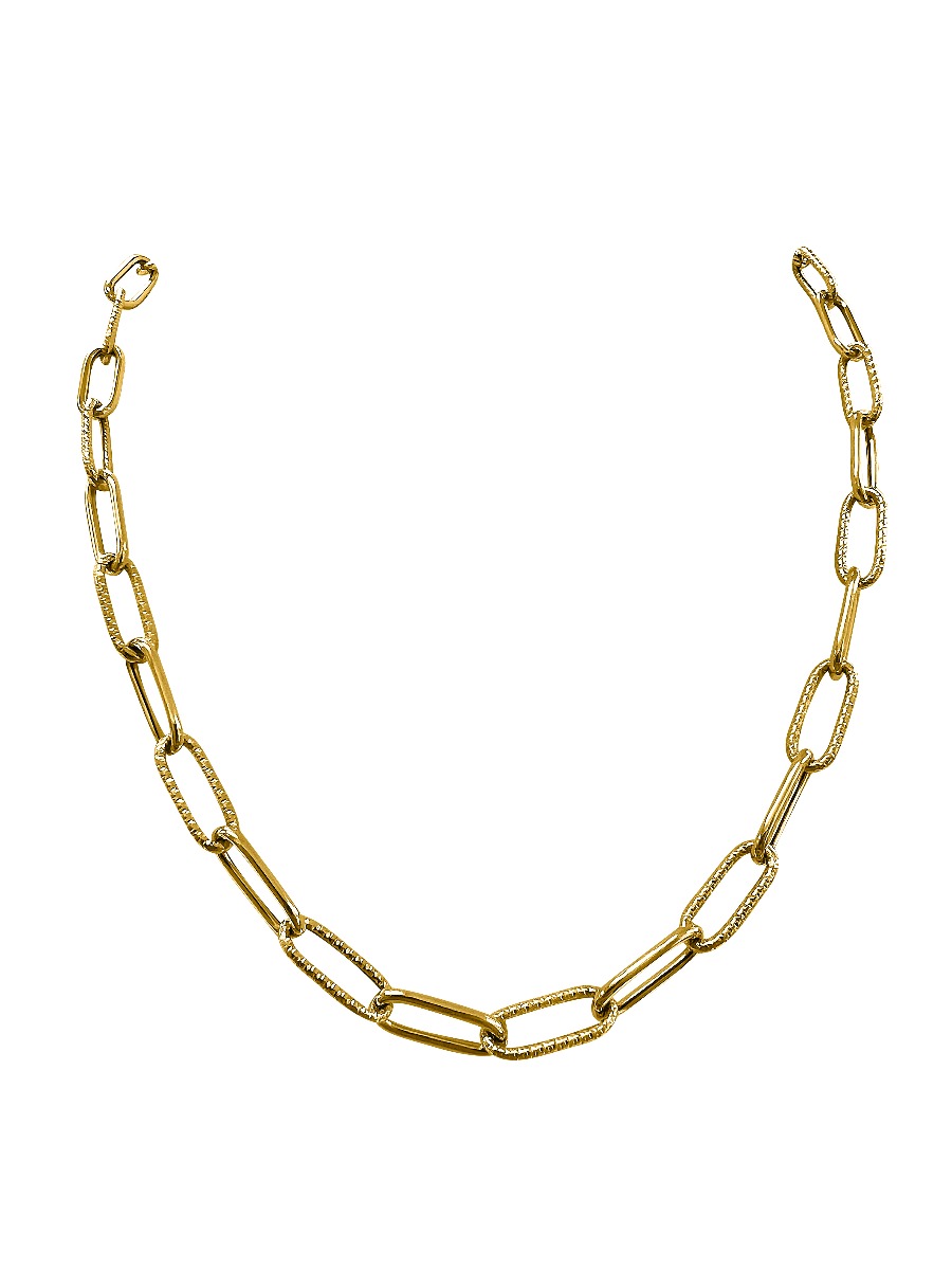 Teca307-Yg Hollow Oval Textured Station Paper Clip - 7.5"